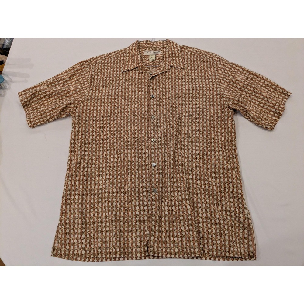 Vtg Tori Richard Shirt Men L Brown Geometric Cotton Lawn Hawaiian Aloha Camp EUC - Picture 8 of 14